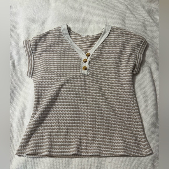 Timeless Tops - Striped women’s blouse with Button Detail - NWOT